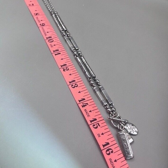 Brighton Silver Plated Charm Necklace Toggle Clasp Pendant Tassle Scroll Chain‎ - Picture 7 of 8